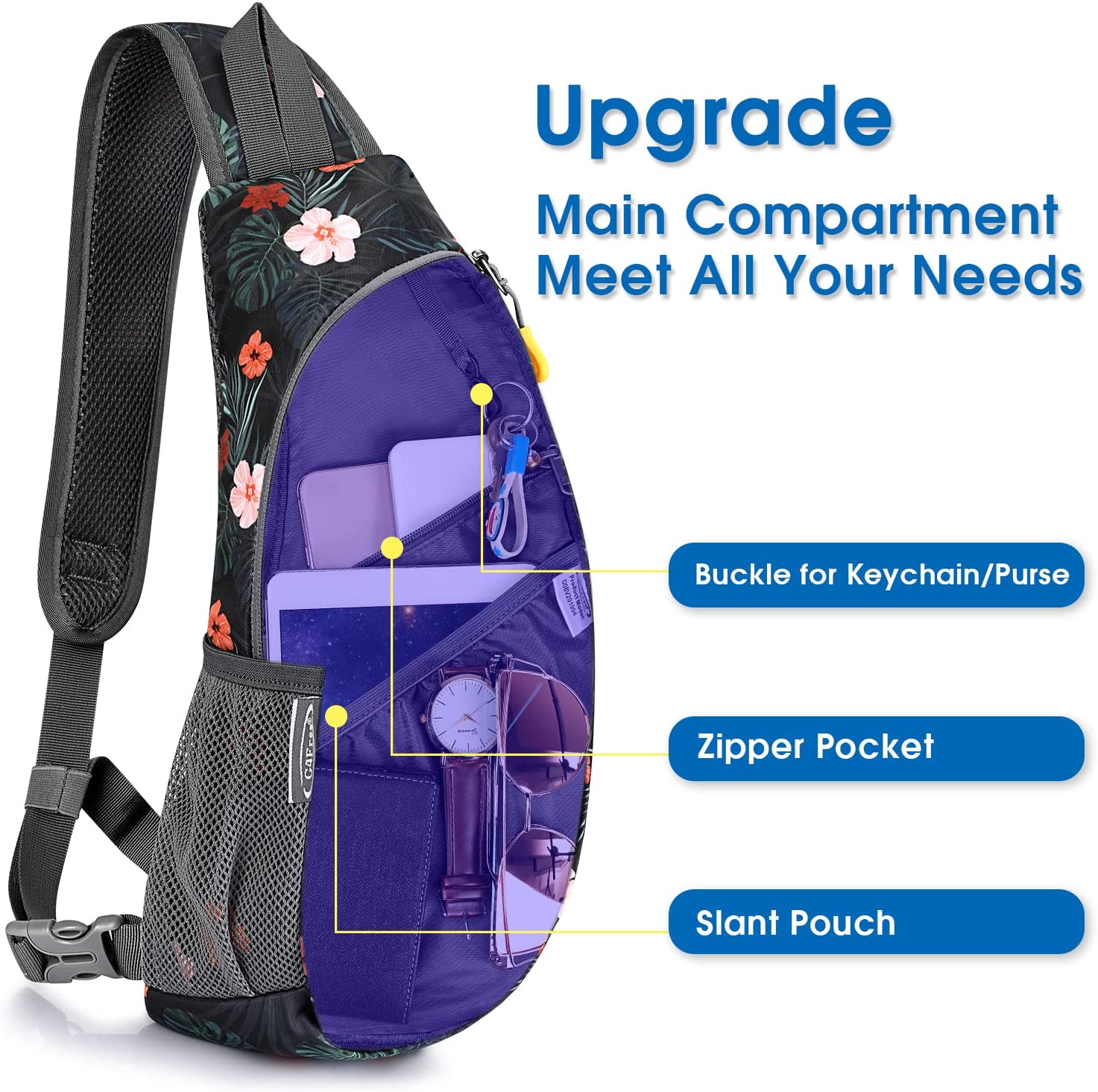 G4Free Sling Bags Men Shoulder Backpack Small Cross Body Chest Sling Backpack (Black) - Image 2